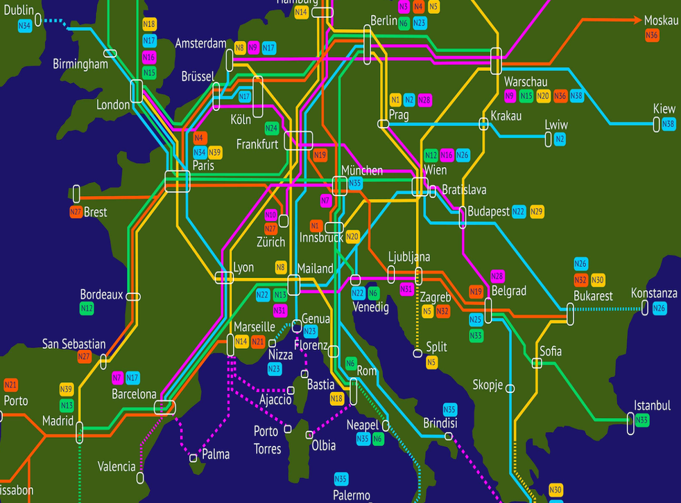 <p>The proposed network map for the Night Sprinter, circa 2030</p>