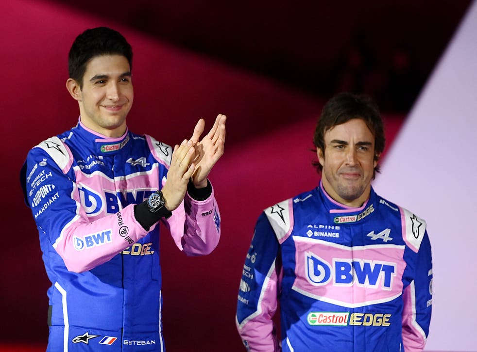 <p>Esteban Ocon and Spanish Fernando Alonso unveil Alpine F1’s new A522</p>