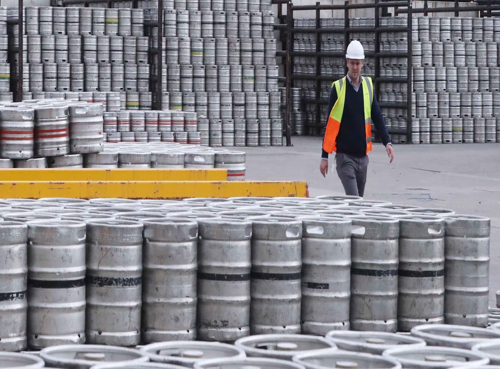 Kegs of Guinness stacked ready for distribution at the St James’s Gate brewery in Dublin (Niall Carson/PA)