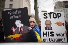 ‘Heartbroken’ and ‘terrified’ Ukrainian protesters call on UK to ‘stop Putin’