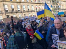 Ukrainians voice outrage in second day of protest outside Russian consulate