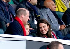 Prince George joins parents at the rugby as Kate scores victory over William