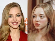 Amanda Seyfried reacts to an old photo of herself at the 2004 Mean Girls premiere