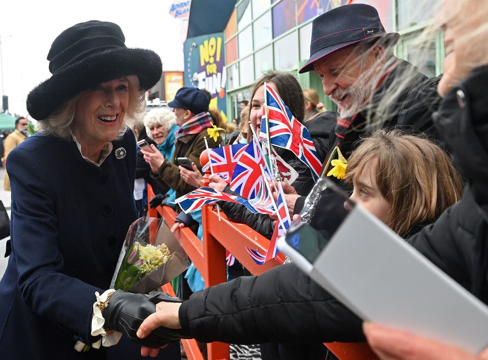 The Duchess of Cornwall meets members of the public during her visit to Southend-on-Sea (Justin Tallis/PA)