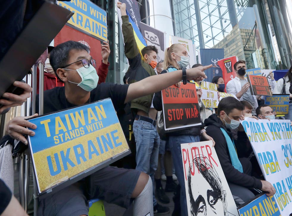 <p>Protests against Russia’s invasion of Ukraine in Taiwan</p>