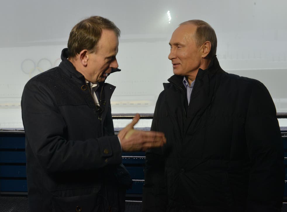 Andrew Marr with Russian President Vladimir Putin in Sochi ahead of the 2014 Winter Olympics (Jeff Overs/BBC/PA)
