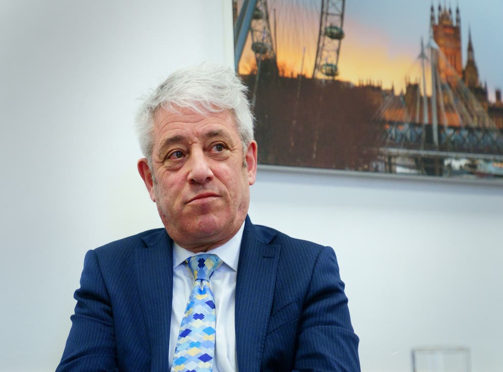 <p>Bercow speaks to reporters in Westminster, London, after the IEP’s report</p>