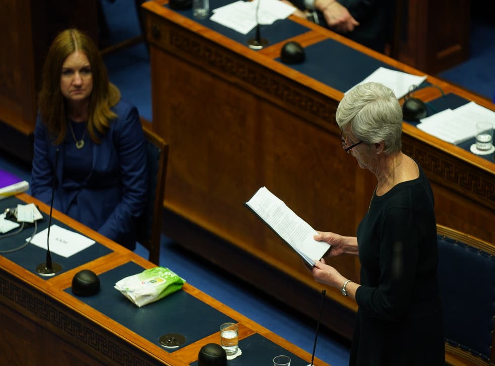 Uainin Clarke speaking on behalf of the Sisters of St Louis (Brian Lawless/PA)