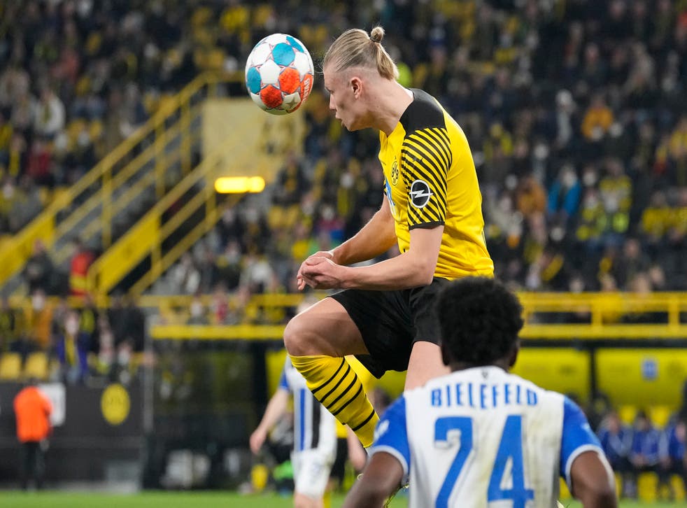 Erling Haaland was back in action for Borussia Dortmund after injury (Martin Meissner/AP)