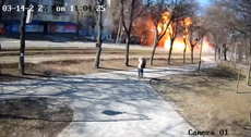 CCTV footage catches moment of Russian projectile’s impact on Kyiv street
