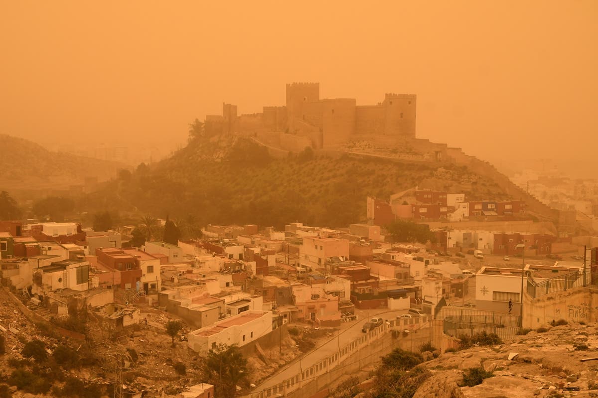 Saharan dust cloud turning Europe’s skies orange set to hit UK on Wednesday
