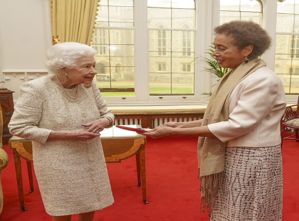 The Queen presented her Gold Medal for Poetry to Grace Nichols during a private audience at Windsor Castle this week (Steve Parsons/AP)