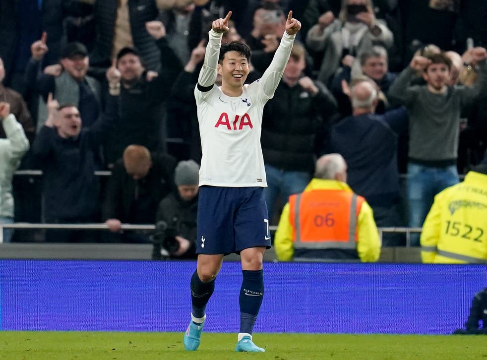 Son Heung-min celebrates scoring Tottenham’s third goal (尼克波茨/ PA)