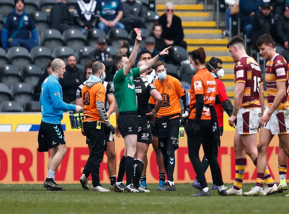 Will Pryce’s challenge sparked a melee involving players of both sides (Will Matthews/PA)