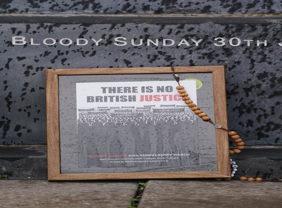 Flowers at a Bloody Sunday memorial (Brian Lawless/PA)