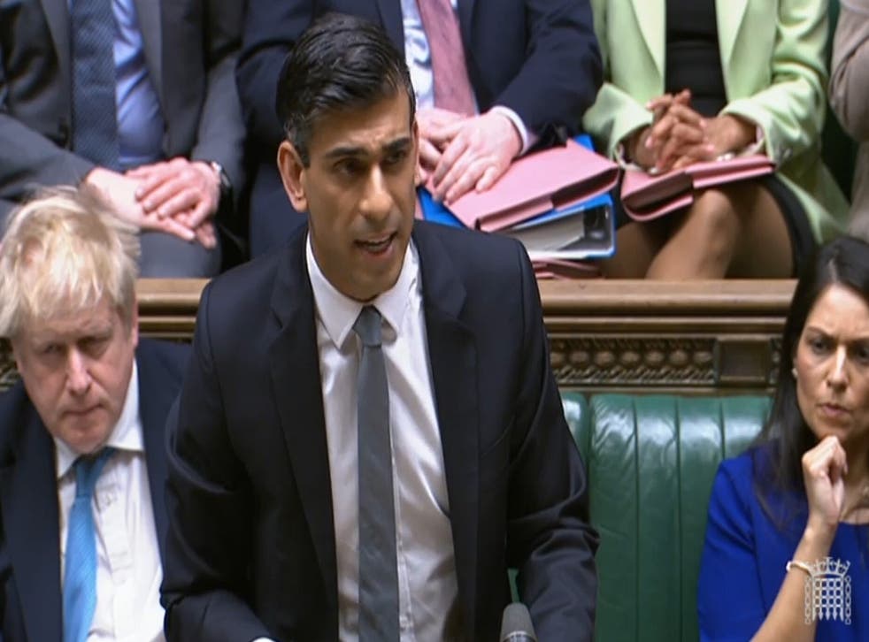 <p>Chancellor of the Exchequer Rishi Sunak delivering his Spring Statement in the House of Commons, Londen (House of Commons/PA).</bl>