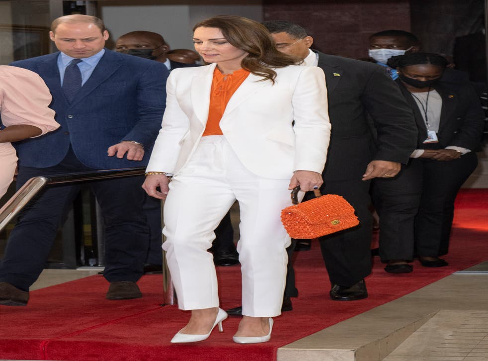 <p>The Duchess opted for a chic white suit</bl>