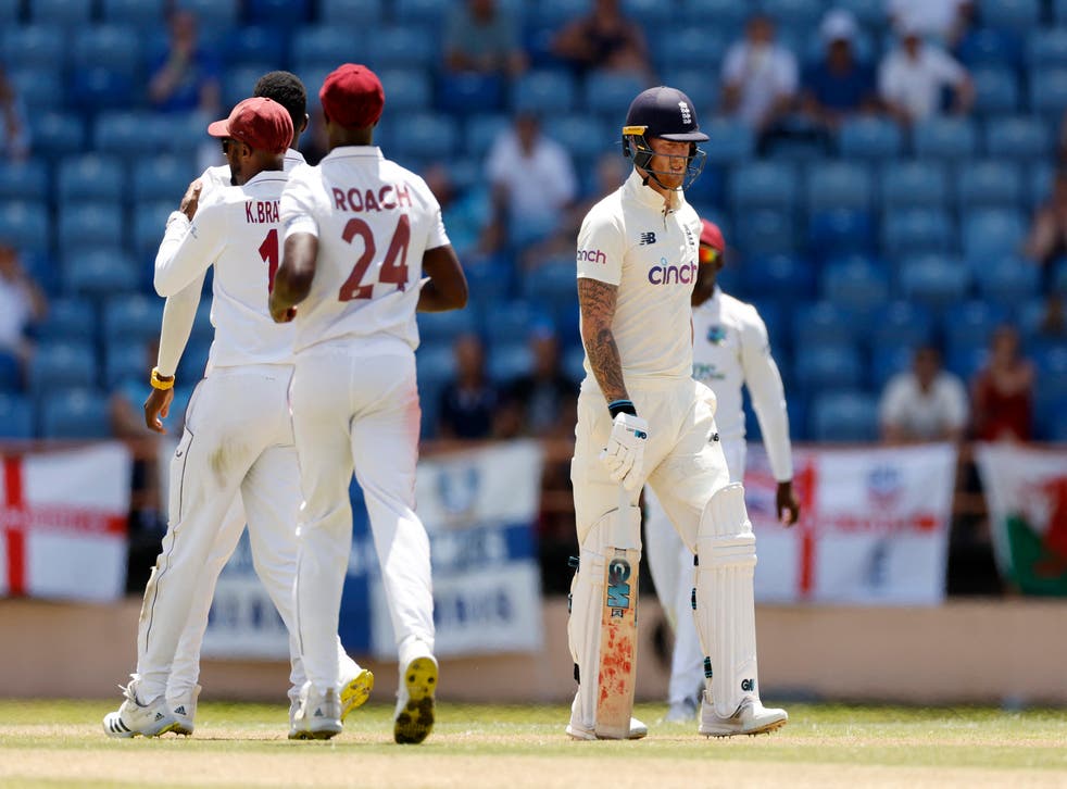 <p>Ben Stokes was removed cheaply by West Indies</s>