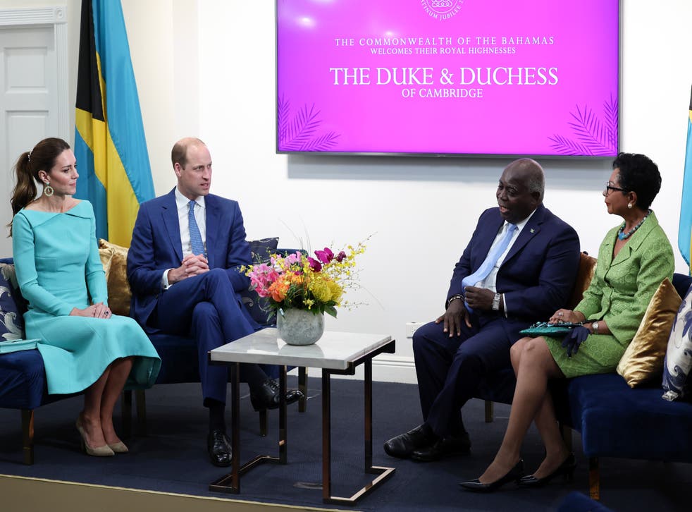 The Duke and Duchess of Cambridge with the Prime Minister of the Bahamas Philip Brave Davis and his wife Ann-Marie. (Chris Jackson/PA)