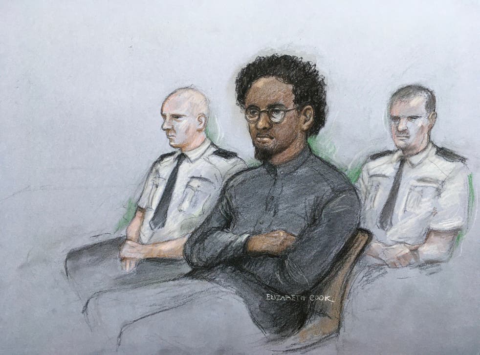 Court artist sketch of Ali Harbi Ali in the dock at the Old Bailey (Elizabeth Cook/PA)