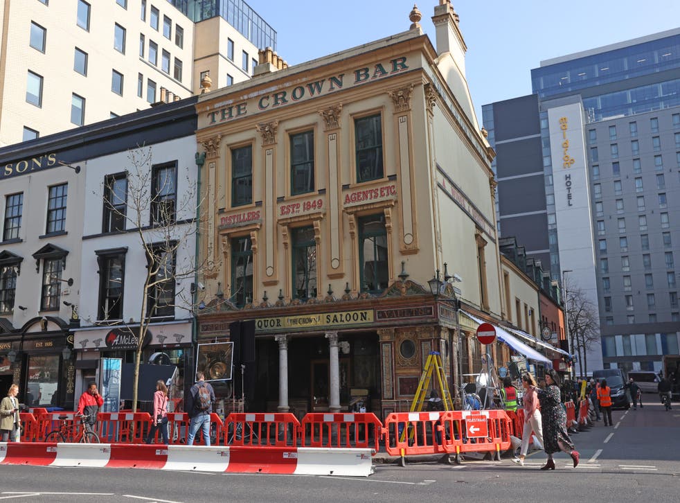 The Crown Bar in Belfast where American comedian Kevin Hart is filming the heist comedy Lift (Liam McBurney/PA)