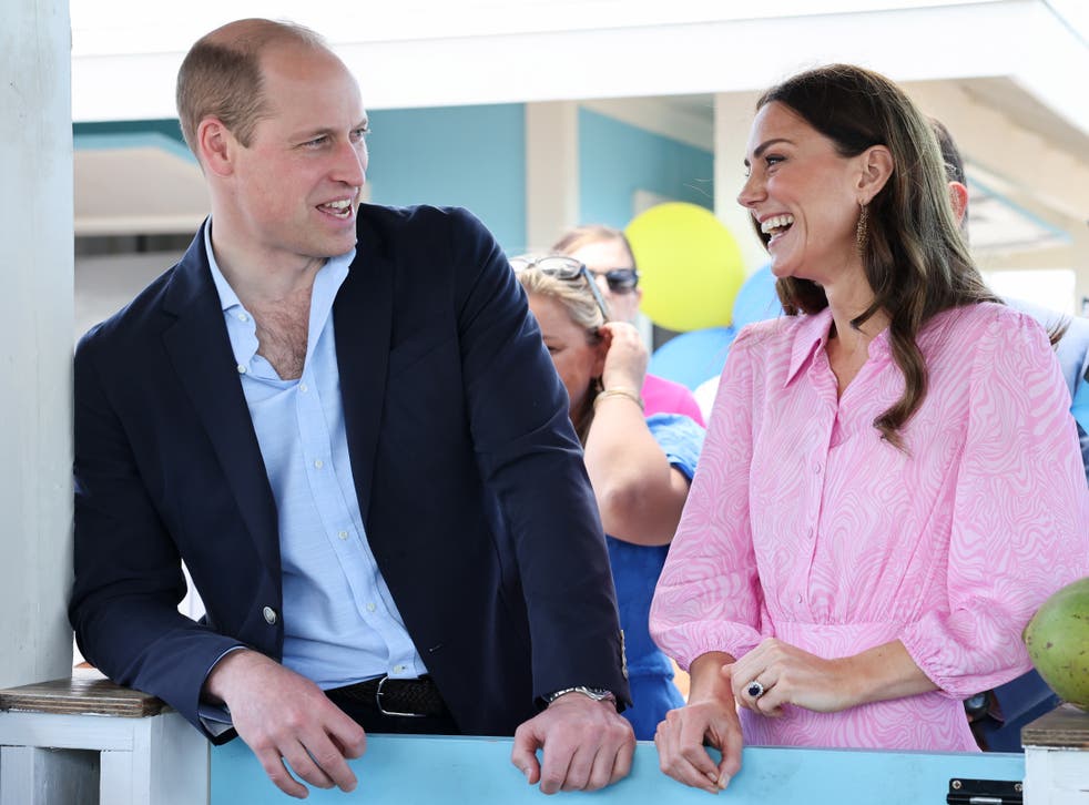 The Duke and Duchess of Cambridge during a visit to a Fish Fry in Abaco, a traditional Bahamian culinary gathering (Chris Jackson/PA)