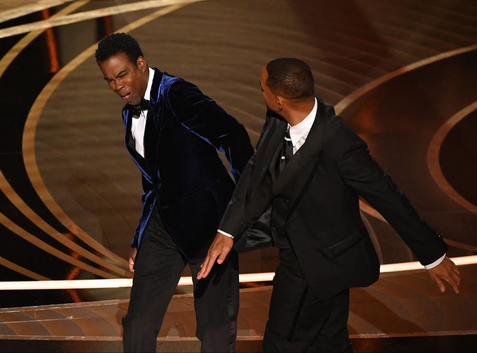 <p>Will Smith and Chris Rock on stage during the 94th Oscars</p>