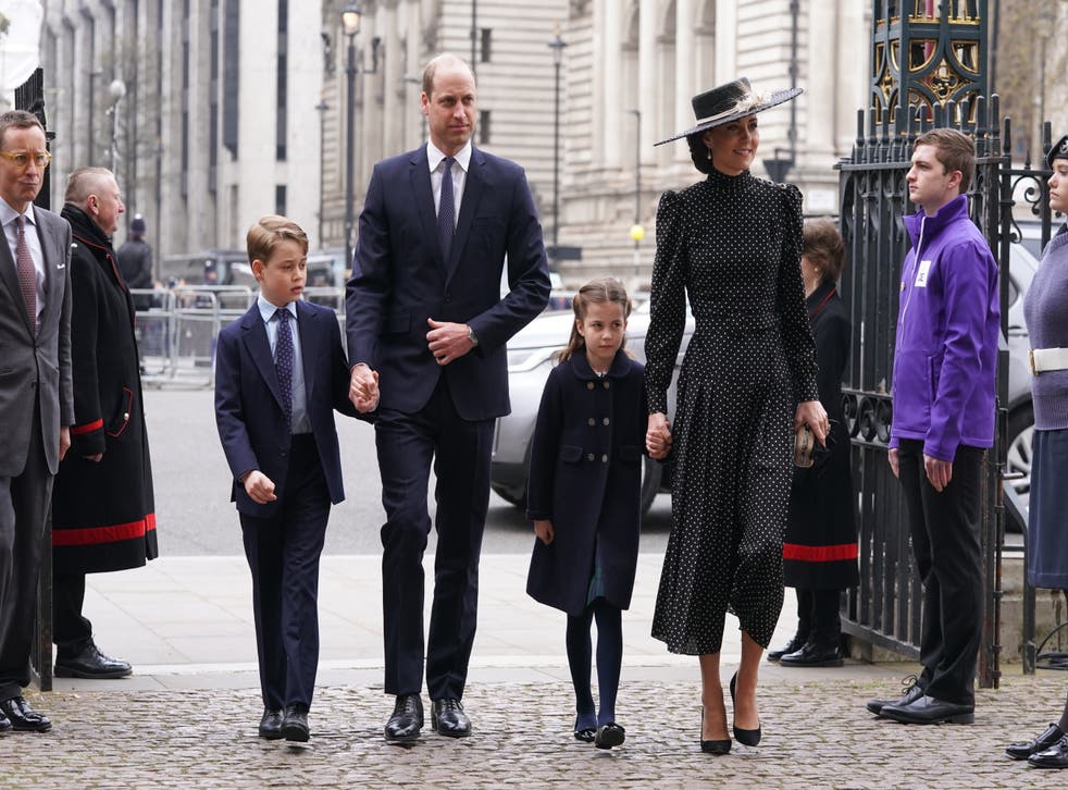 The Duke and Duchess of Cambridge, Prince George and Princess Charlotte also attended (Aaron Chown/PA)