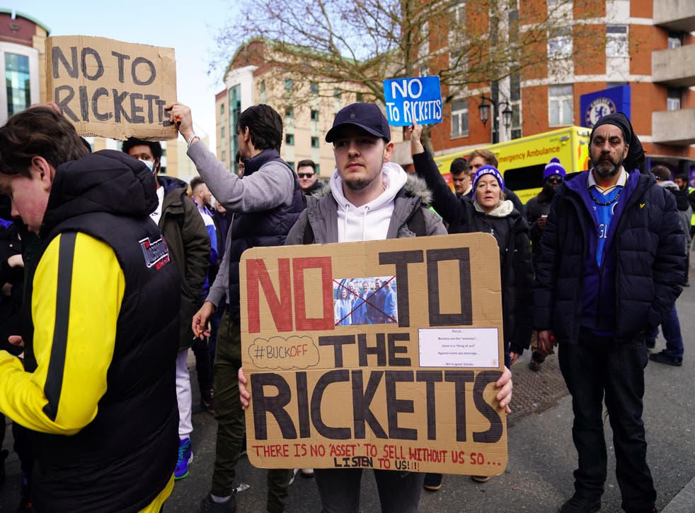 Chelsea fans protested outside Stamford Bridge before kick-off (Adam Davy / PA)