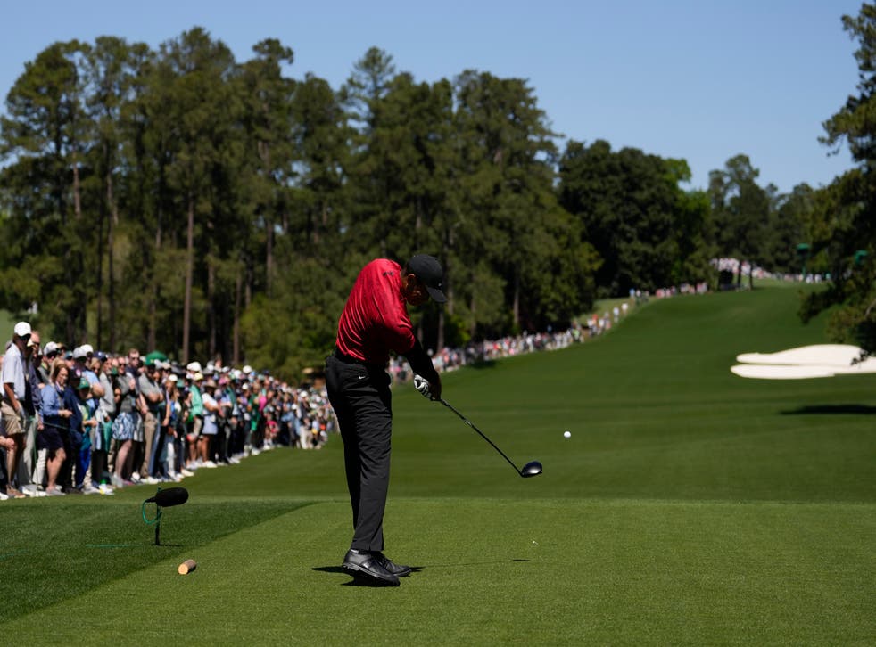 Tiger Woods tees off on the eighth hole during the final round of the Masters (Jae C. Hong/AP)
