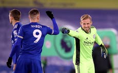 Kasper Schmeichel hails fellow Foxes for ‘chipping in’ for absent Jamie Vardy