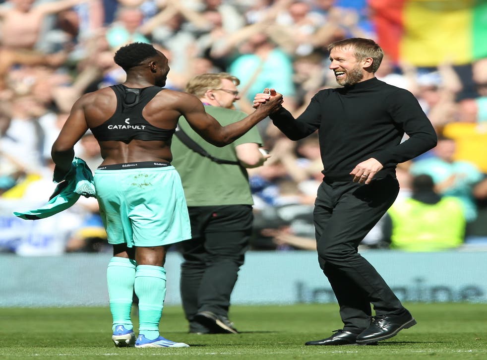 Graham Potter praised his players for their hard work in the win at Tottenham (Nigel Francês / PA)