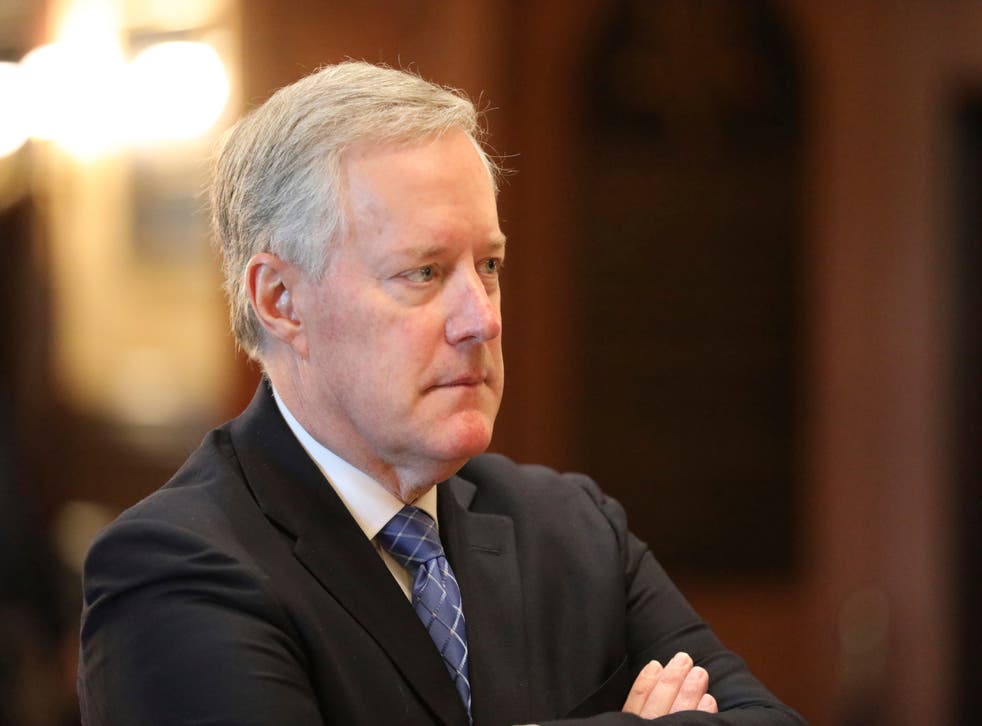 <p>Former White House chief of staff Mark Meadows told Sean Hannity: ‘The evil prevails for a time and they are rejoicing. But we must continue to fight’ </bl>