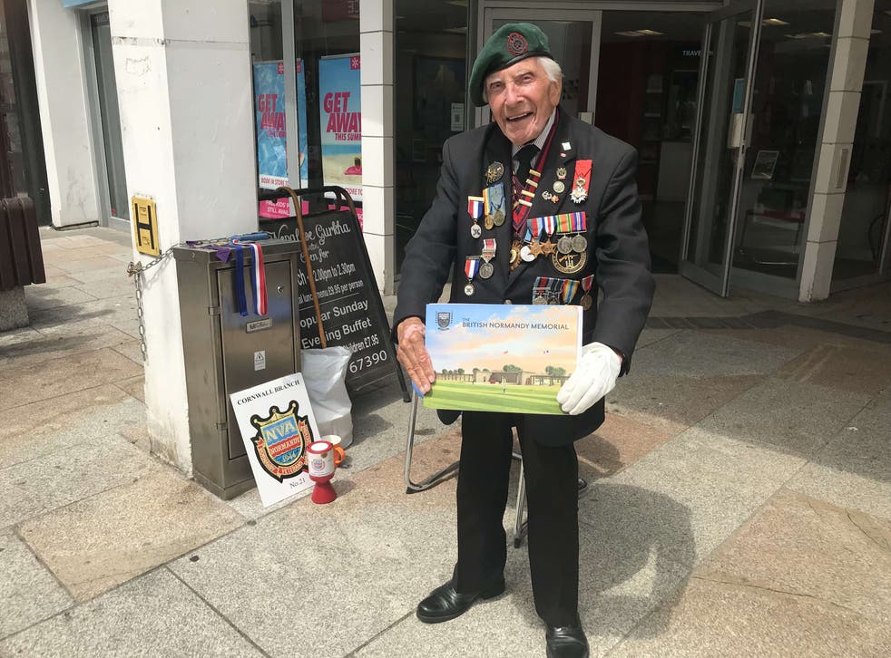 Harry Billinge fundraising in St Austell High Street in Cornwall (Normandy Memorial Trust/PA)