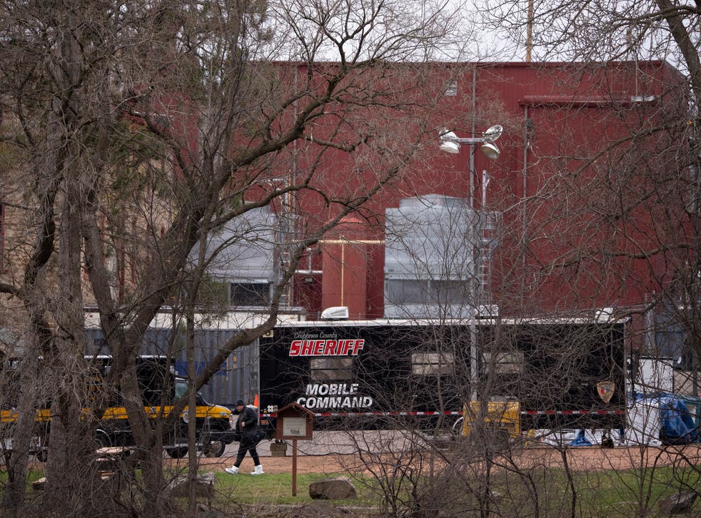 <p>A police command center in the parking lot of the Leinenkugel’s brewery close to where Lily’s body was found </p>