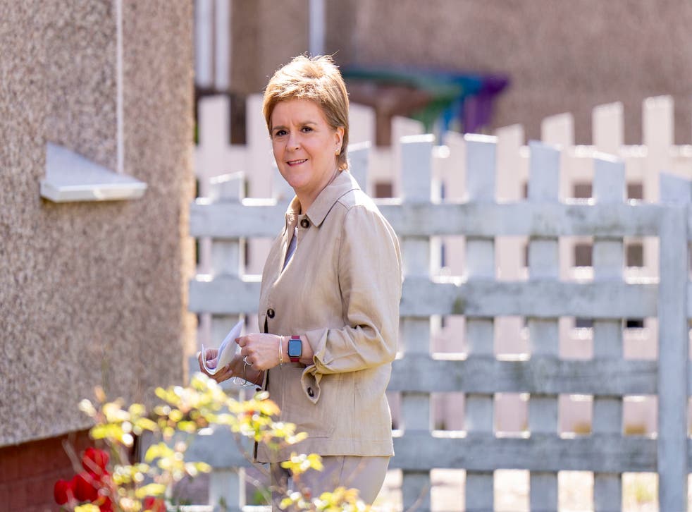 <p>Nicola Sturgeon, Scotland’s first minister, on the campaign trail </p>