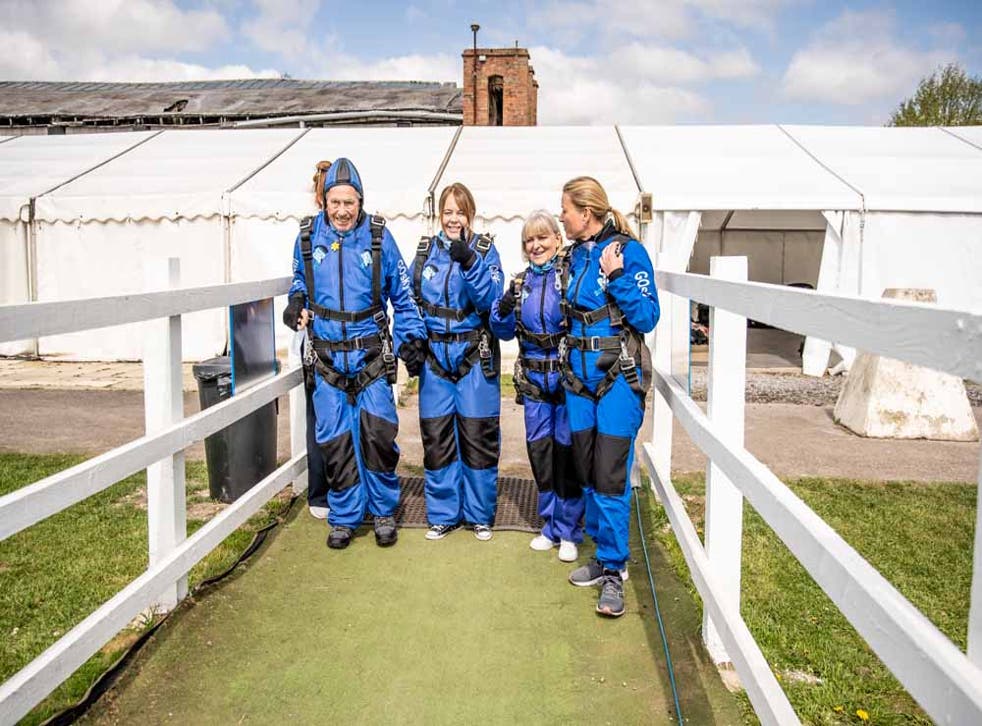 Dennis and the care home staff preparing for the jump (Care UK’s Dashwood Manor/PA Real Life).