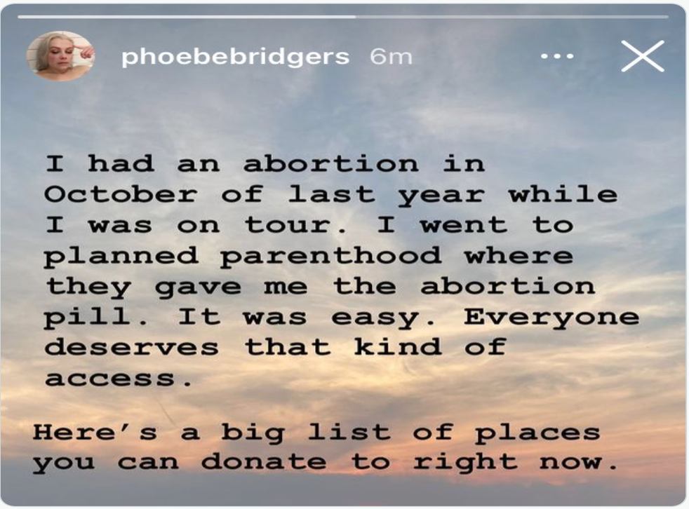 <p>Phoebe Bridgers story screenshot </p>