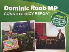 Dominic Raab mocked for failing to highlight Tories on green leaflet