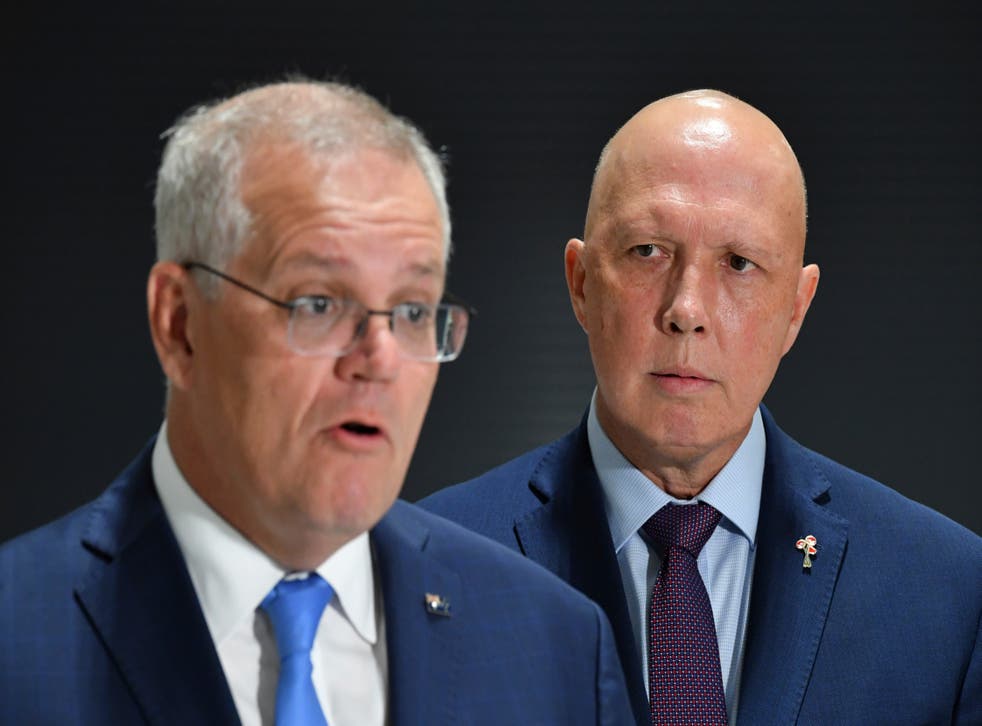 <p>Australia defence minister Peter Dutton, right, and prime minster Scott Morrison defended the nation’s relationship with the Solomon Islands </p>