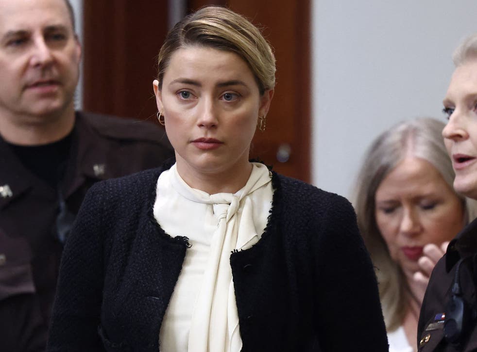 <p>Amber Heard at the Fairfax County Courthouse in Fairfax, Virginia on 5 May 2022</p>