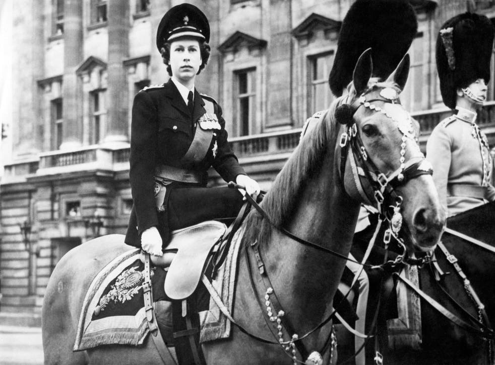 The Queen took part in the 1949 Trooping of the Colour as Colonel of the Grenadier Guards when she was Princess Elizabeth in celebration of her father’s official 53rd birthday (PA)