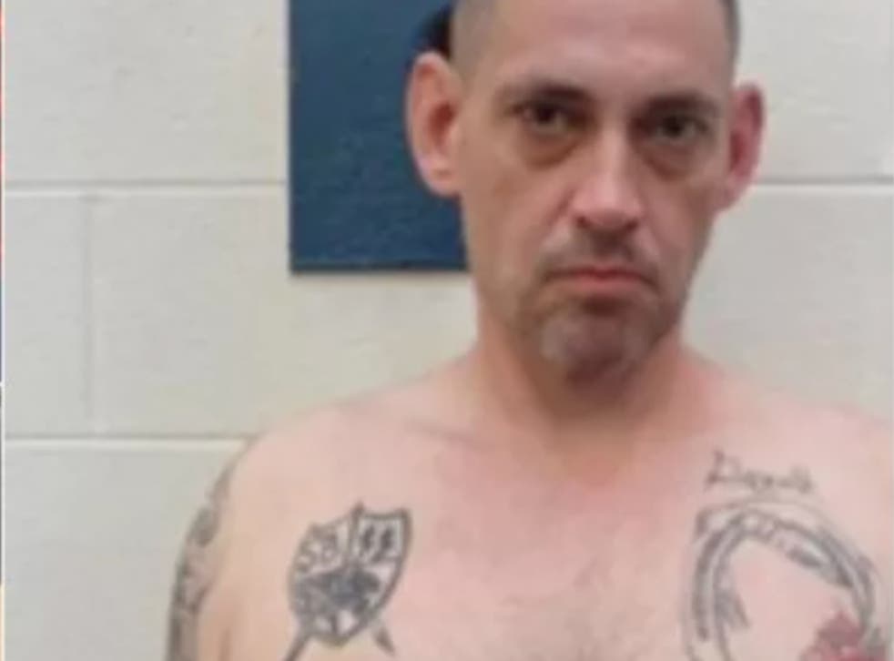 <p>Casey Cole White, an inmate who escaped a Tennessee prison with the help of a former prison official, with gang tattoos suggesting his allegiance to a white supremacist prison group</bl>
