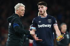 Moyes: ‘Not a chance’ West Ham will punish Declan Rice for ‘corrupt referee’ rant