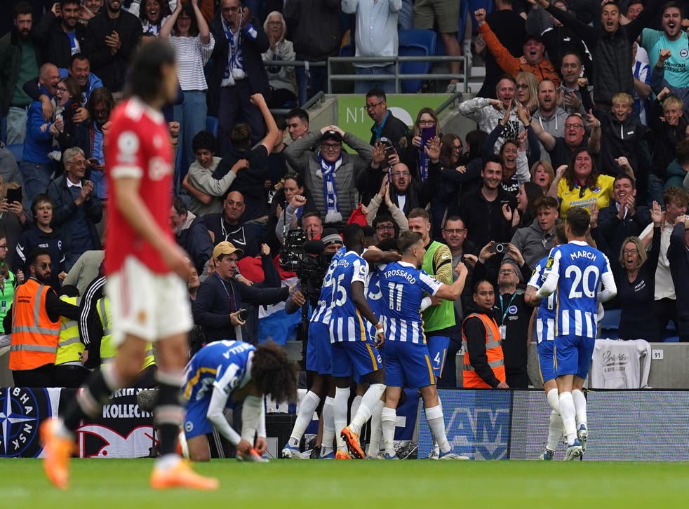 Manchester United were humiliated at the Amex Stadium (Gareth Fuller/PA)