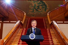 S Korea's Moon calls for peace with North in farewell speech
