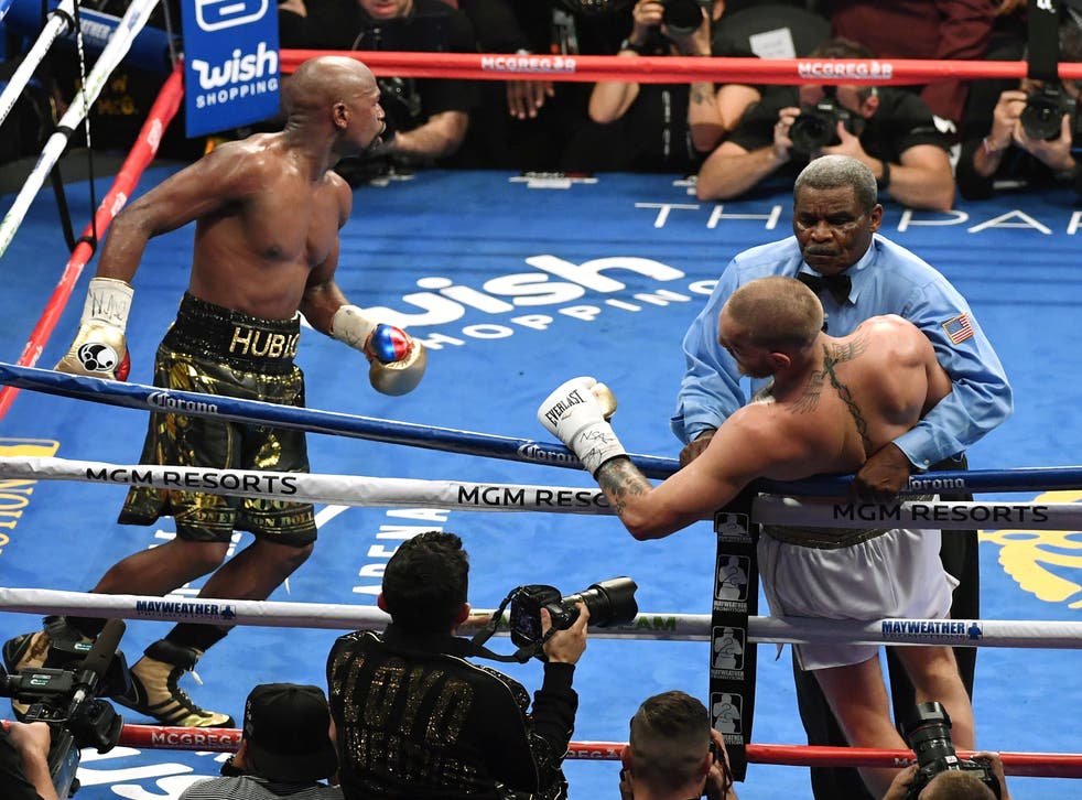 <p>Mayweather stopped Conor McGregor in the 10th round of their fight in 2017</p>