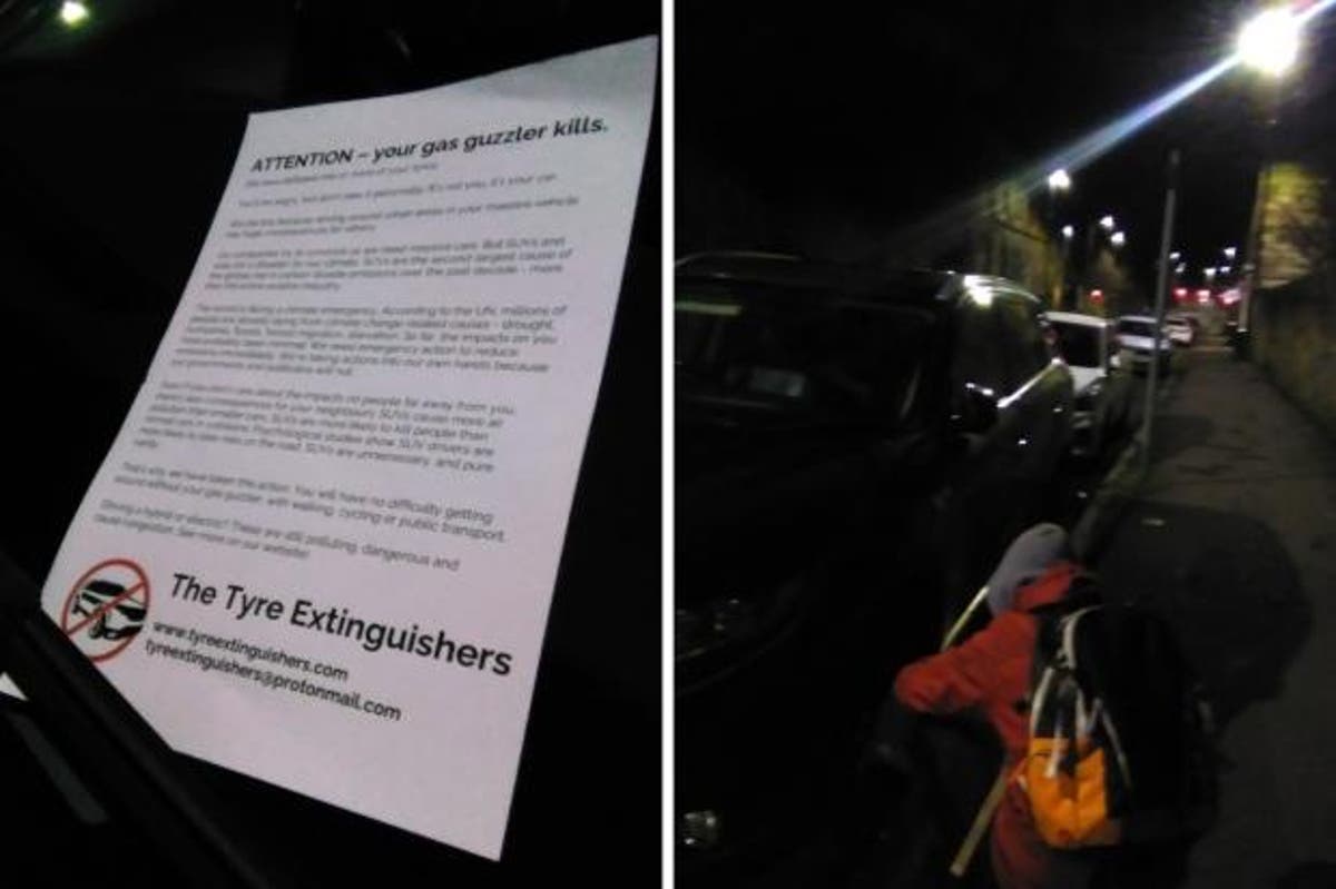 Tyre Extinguishers ‘sabotage 250 SUVs ’ in Brighton climate protest