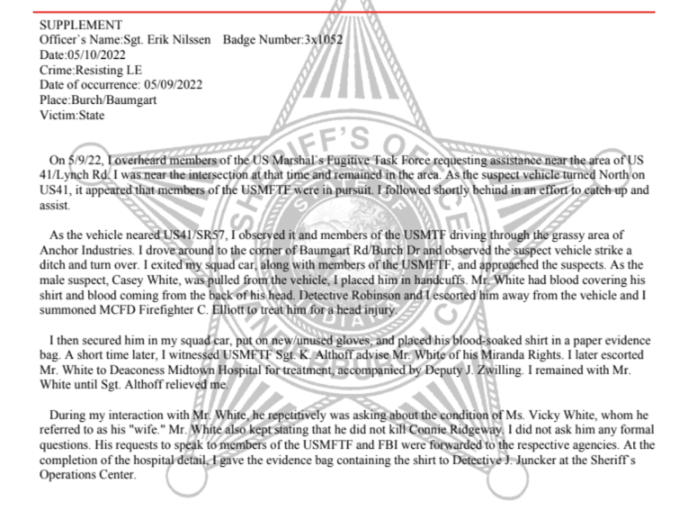 <p>The supplemental report from the Vanderburgh County Sheriff’s Office.</p>