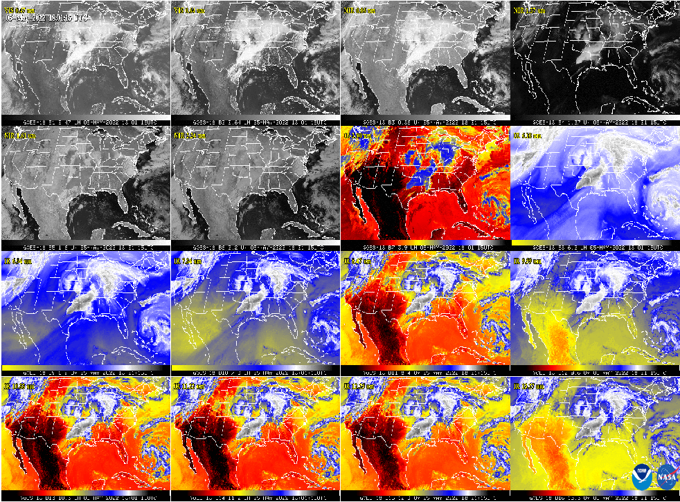 <p>GOES-18 Monitors the Earth across 16 different channels of visible and infrared wavelengths</p>